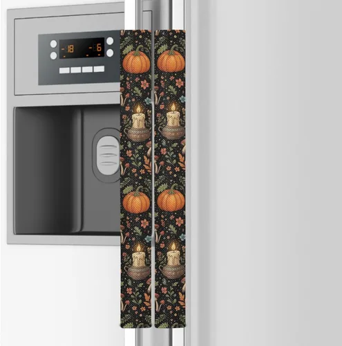 Miniatura 14 de Emelivor Juego de 2 fundas de repuesto para manija de puerta de refrigerador, color blanco calabaza otoñal, para hornos, lavavajillas, mantiene