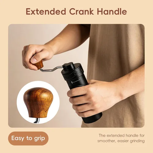 Miniatura 7 de Molinillo de café manual con 8 ajustes de grosor ajustables para expreso, granos moka franceses, verter sobre goteo, manivela de café, molinillo