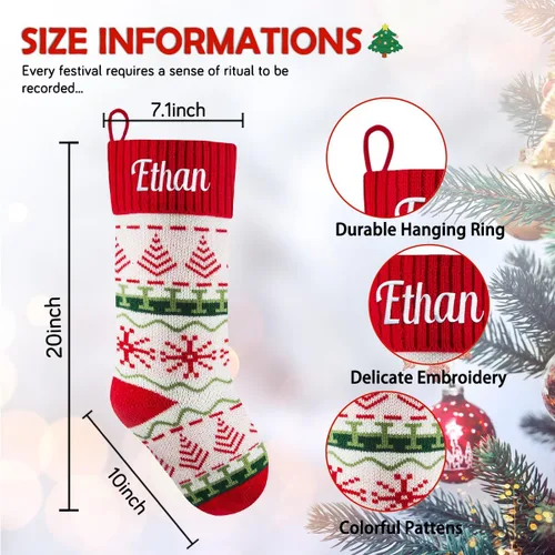 Miniatura 2 de Medias de Navidad personalizadas, 18 medias de Navidad grandes y coloridas para niños, medias grandes de piel sintética personalizadas, medias
