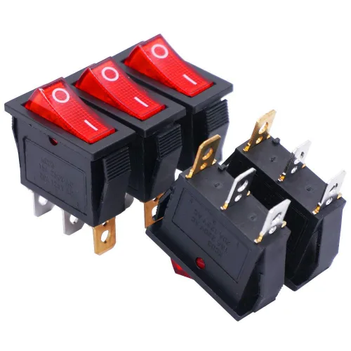 Miniatura 16 de Twidec Interruptor basculante de 3 pines 3 posiciones ON/OFF/ON AC 6A/125V 10A/250V SPDT Coche Barco Negro Interruptor basculante palanca KCD1-5-103