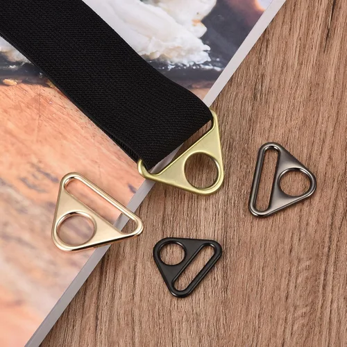 Miniatura 5 de uxcell Ajustador de hebilla triangular Anillos en D Triángulo Ajustador Triángulo con barra Clip giratorio para correa de bolsa, Mate negro