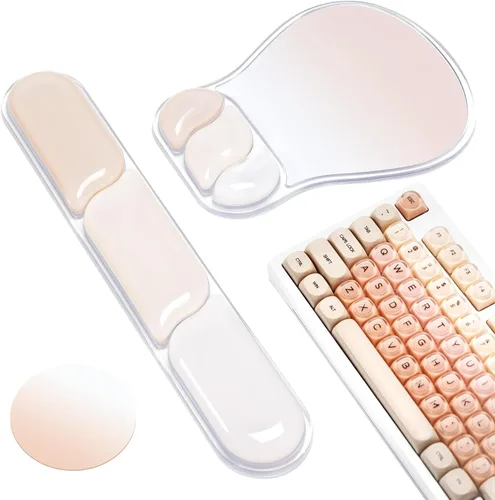 Miniatura 10 de Ospelelf Juego de alfombrilla de mouse con reposamuñecas de gel ergonómico para teclado, soporte de muñeca con parte inferior de goma Rosa y azul