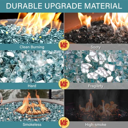 Miniatura 125 de NUPICK Vidrio de Fuego de 5 Libras, Vidrio Brillante para Fogata de 1/2 Pulgada, Roca de Vidrio Templado para Fogata para Propano o Gas Natural