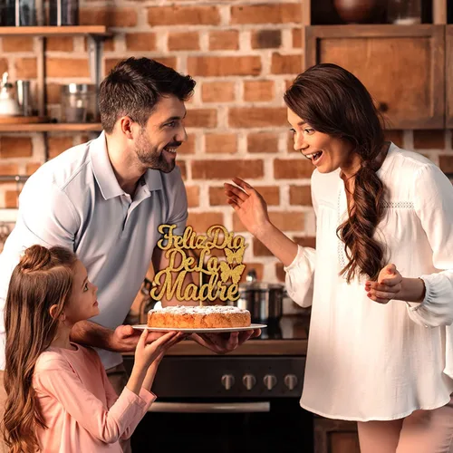Miniatura 3 de Feliz Día de la Madre - Decoración para tartas con texto en inglés "Happy Day De la Madre", decoración española para tartas con la frase "Best Mom