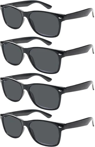 Paquete de 4 lentes de sol de lectura clásicos para mujeres y hombres, bisagra de resorte, lentes de lectura al aire libre con protección UV400
