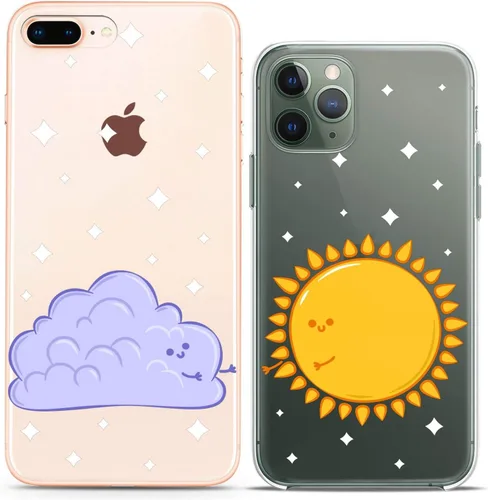 Miniatura 13 de Fundas a juego para parejas compatibles con iPhone 16 15 14 13 12 11 Pro Max Mini Xs X 6s 8 Plus 7+ Xr 10 SE 5 pares de amigos, hojas lindas, gato