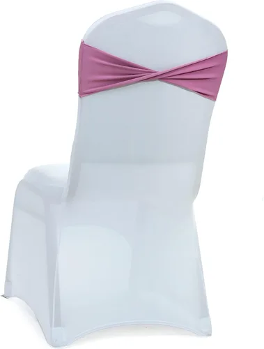 Miniatura 11 de MDS Paquete de 100 bandas de elastano para silla, bandas lisas sin hebilla, reutilizables, elásticas, para decoración de bodas, recepciones, Azul