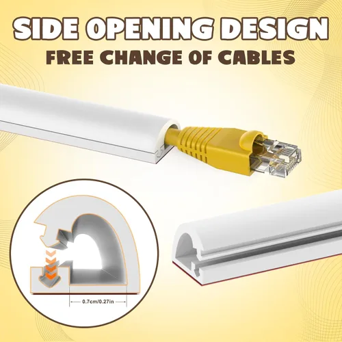 Miniatura 4 de Ocultador de Cable de Pared de 39 Pulgadas, Ocultador de Cable de Silicona Autoadhesivo, Cubiertas de Alambre Flexibles para Cables, Cubierta