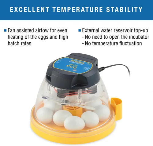 Miniatura 4 de Brinsea Mini II Eco Incubadora manual de huevos con recarga externa de agua, circulación de aire asistida por ventilador para incubar 10 pollo, pato