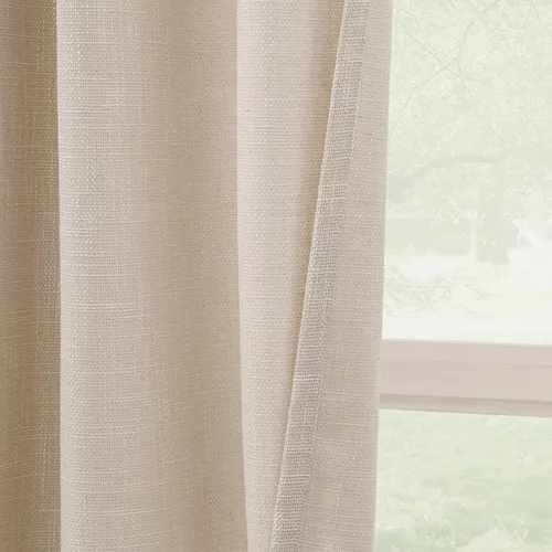 Juego de 2 paneles de cortina de lino natural con ojales de 52 pulgadas de ancho y 63 pulgadas de largo, color beige, cortinas de decoración del