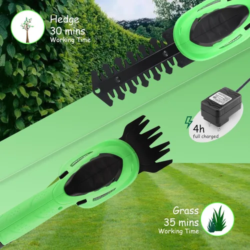 Miniatura 3 de Lichamp CGS-3601 CGS-3601 - Cortadora de setos eléctrica de mano 2 en 1 con batería recargable para jardín y césped, CGS-3601 Verde
