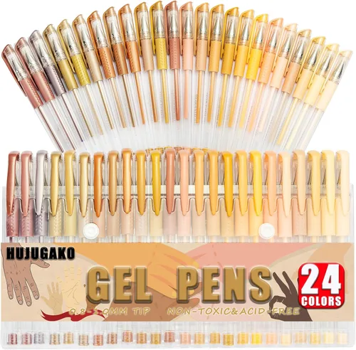 Miniatura 13 de Paquete de 48 bolígrafos de gel azules, 24 bolígrafos de gel de colores con 24 repuestos, 40% más de tinta para escribir suavemente para adultos