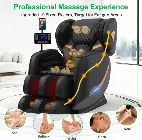 Miniatura 4 de Silla de masaje mejorada de cuerpo completo, silla de masaje reclinable de gravedad cero, 10 puntos de fijación, sillas de masaje Shiatsu 2026