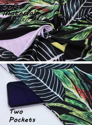 Miniatura 11 de SimpleFun - Vestidos de verano para mujer, camiseta floral, vestido de playa de estilo bohemio, informal, con bolsillos y sin mangas
