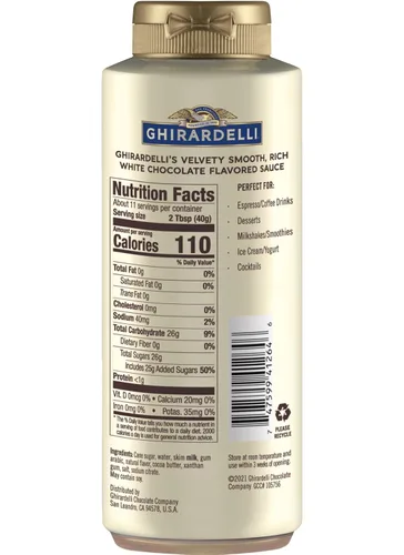 Miniatura 2 de Ghirardelli Botellas exprimibles de salsa con sabor a caramelo y chocolate blanco, 16 onzas (paquete de 2) con cuchara de barista estampada