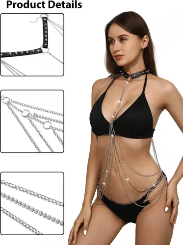 Miniatura 5 de Cadenas de diamantes de imitación para mujeres y niñas, cadena sexy para la cintura del vientre, accesorios de playa adecuados para una variedad