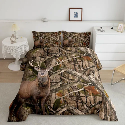 Miniatura 8 de Erosebridal Juego de ropa de cama de calavera de vaca bohemia tamaño individual para vaquero occidental, diseño de cactus y esqueletos negros, juego