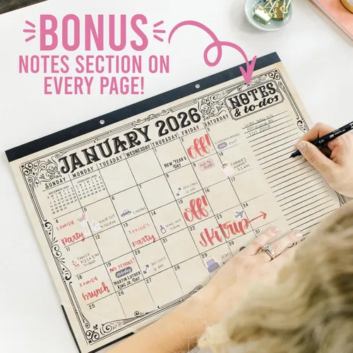 Miniatura 7 de Hadley Designs Calendario de Escritorio Grande 2026-2027 - Calendario de Escritorio 2026, Calendarios de Escritorio de 18 Meses para Hogar, Oficina