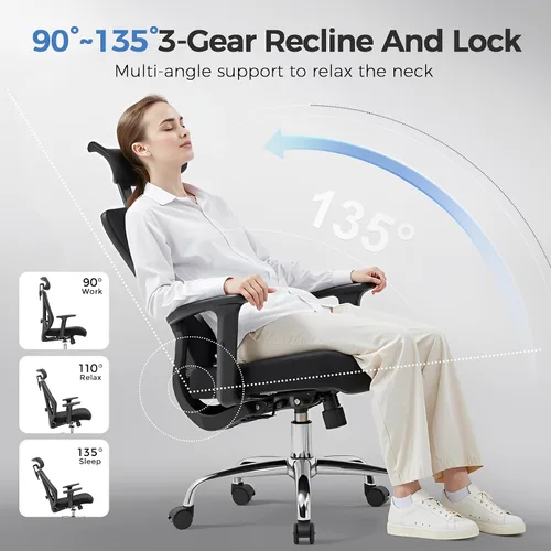 Miniatura 5 de COMHOMA ErgoFlex-P26 - Silla de oficina ergonómica, grande y alta, 350 libras, con soporte lumbar adaptativo 3D y reposacabezas, silla de escritorio