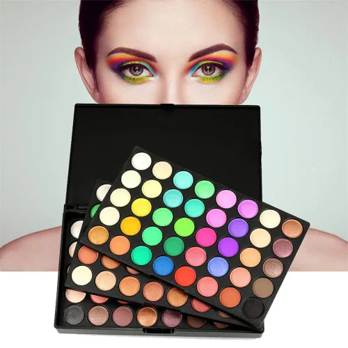 Miniatura 3 de VERONNI Mini paleta de sombras de ojos de 120 colores vivos, mate y brillante, juego de maquillaje profesional de 3 capas brillantes y cálidas