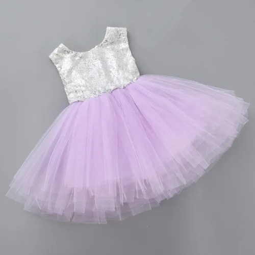 Miniatura 5 de Vestido de princesa tutú de tul para niña, boda, concurso, fiesta, bebé, lentejuelas sin espalda, encaje floral, recién nacido, 7 años