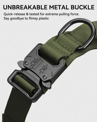 Miniatura 3 de Joytale Collar táctico para perro con asa, collar militar ajustable y resistente con 2 parches para entrenamiento, adecuado para perros medianos
