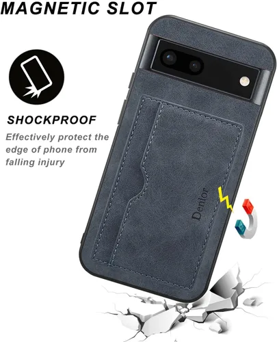 Miniatura 3 de Funda delgada de piel sintética para Google Pixel 7A 2023, soporte para ranura para tarjeta de crédito, funda protectora ligera de carga inalámbrica