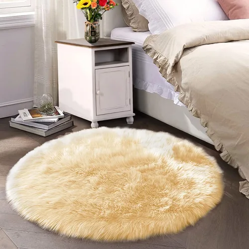 Miniatura 89 de Latepis - Tapete rectangular de piel sintética tipo lana de oveja suave, esponjosa y lavable para sala de estar, dormitorio, sala de juegos o Blanco