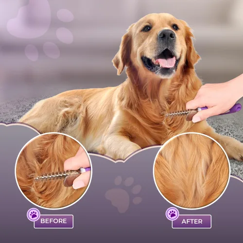 Miniatura 5 de GENPEPADO Peine Rastrillo Desmateador de Subpelo para Perros y Gatos con Cuchillas Largas de Seguridad de Acero Inoxidable de 2.5 Pulgadas