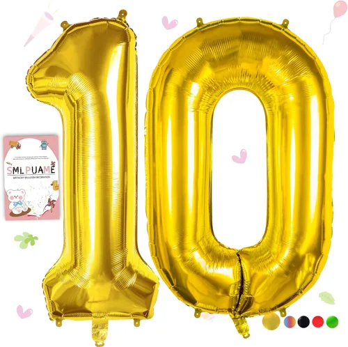 Miniatura 215 de Globos de números de 40 pulgadas del 0 al 9 dorados grandes del número 0, globos digitales para suministros de decoración de celebración de fiesta