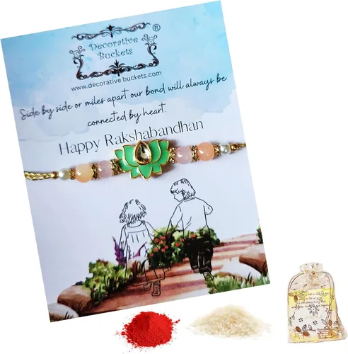 Miniatura 4 de Rakhi adulto Rakhi para hermano Rakhi para Bhaiya combo de mauli Rakhi hecho a mano con tarjeta de felicitación y Roli Chawal Rakshabandhan moli