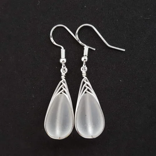 Miniatura 27 de Yinahawaii Handmade Sea Glass Earrings, Hawaiian Jewelry, Wire Braided Earrings Teardrop Earrings, Beach Jewelry Sea Glass Jewelry For Women Cobalt