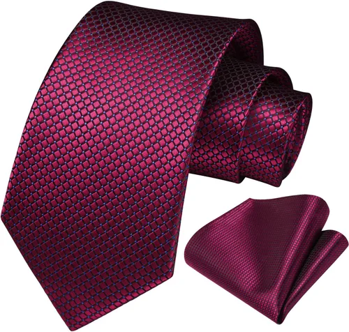 Miniatura 292 de HISDERN Conjunto de corbata a cuadros a cuadros pañuelo tejido clásico formal para hombre corbata y bolsillo cuadrado