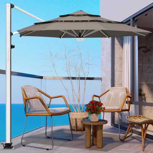 Miniatura 114 de EliteShade USA Sombrilla de Mercado de 10 Años Sin Decoloración de 9 Pies 3 Niveles Sombrilla de Patio Sombrilla de Mesa para Exteriores con Beige