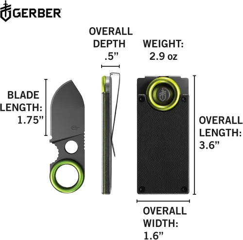 Miniatura 3 de Gerber Gear GDC - Clip para dinero con cuchillo de bolsillo pequeño, cuchillo de hoja fija de acero inoxidable y funda, regalos para hombres,