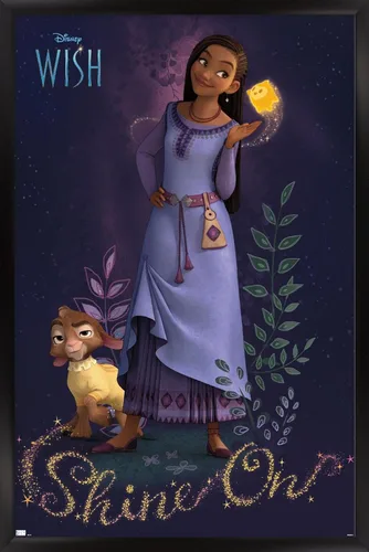 Miniatura 8 de Trends International Disney Wish - Póster de pared Asha, 14.72 x 22.37 pulgadas, versión con marco dorado