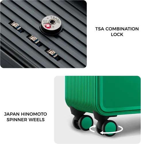 Miniatura 5 de TUPLUS QUICK Maleta rígida de aluminio con ruedas dobles giratorias, equipaje de mano de 16 pulgadas, silencioso, maleta con bloqueo TSA, Verde
