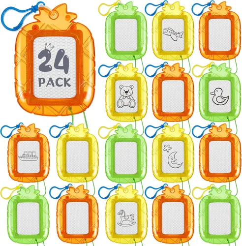 Miniatura 9 de Outus 24 Piezas Mini Tableros Magnéticos de Dibujo, Tablero de Garabato para Niños, Llavero con Clip para Mochila, Tablero de Dibujo Borrable