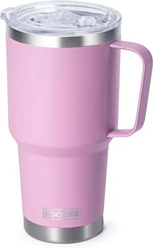 Miniatura 38 de Koodee - Vaso delgado de acero inoxidable de 20 onzas (4 unidades) aislado con doble pared, vaso de agua con 4 tapas, 4 popotes y 2 cepillos