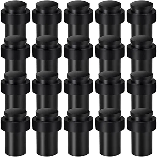 Miniatura 11 de KOLAKO Topes de puerta, topes de puerta de piso, (2 pulgadas) negro mate moderno resistente sólido pequeño cilíndrico parachoques de goma, acero