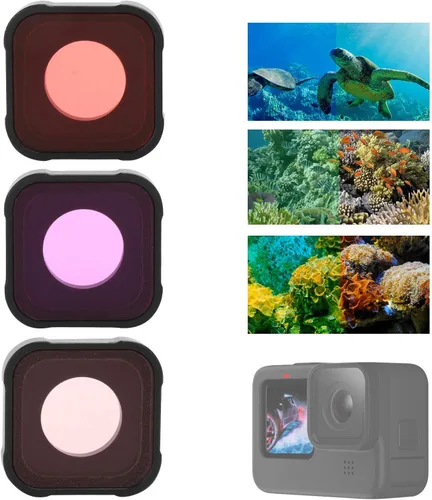 Miniatura 6 de Juego de filtros de lente de 3 piezas, filtro de cámara de aleación de aluminio, lente de vidrio óptico, juego de filtro de buceo subacuático