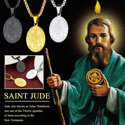 Miniatura 2 de FaithHeart Collar de San CristóbalJudeJosephAnthonyThomasBenedictoPatricio collar de acero inoxidable medalla de santos católicos patronos joyería