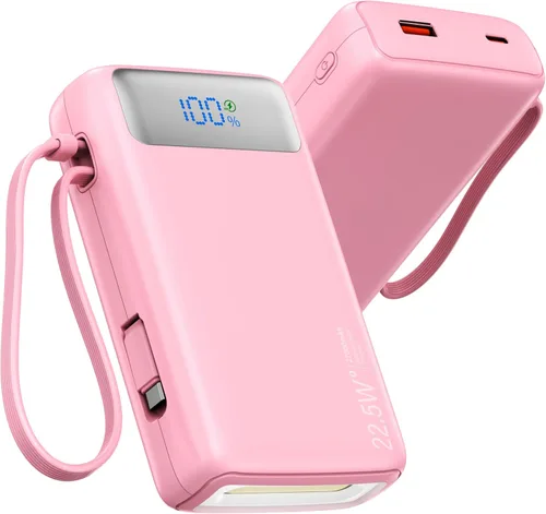 Miniatura 11 de Cargador portátil, 27000 mAh 22.5 W, cargador de batería de carga rápida con cable integrado, batería USB C con pantalla LED / luz flash, cargador