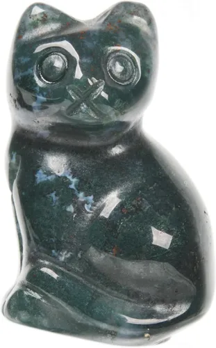 Miniatura 36 de Justinstones Escultura de gato tallada de cristal de cuarzo, estatua de gato de animal gatito de 1.181 in, mini figura de gato sentado de cristal