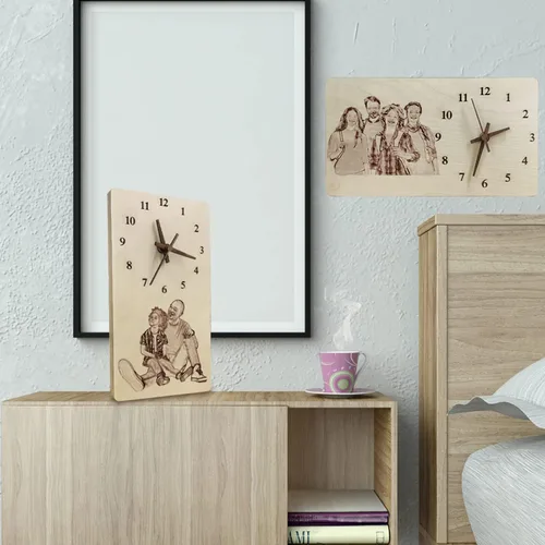 Miniatura 3 de Reloj de madera personalizado con foto, reloj de escritorio grabado con texto personalizado, reloj de pared para decoración de habitación, regalos