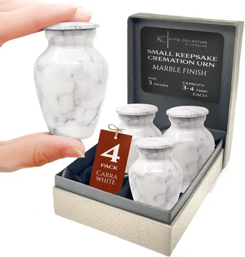 Miniatura 12 de Urna pequeña de recuerdo para cenizas humanas de 3 pulgadas, elegante acabado de mármol, mini urna de cremación para compartir, conmemorativa