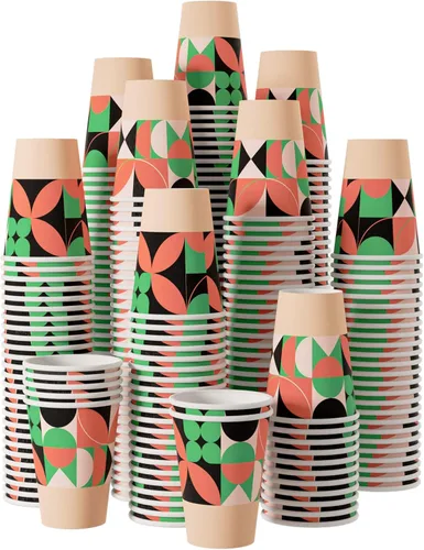 Turbo Bee Paquete de 270 vasos de papel de 12 onzas, tazas de café desechables, vasos para bebidas calientes/frías para agua, tazas de agua de papel
