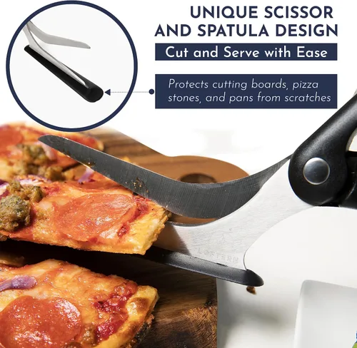 Miniatura 4 de Tijeras de pizza – Tijeras antiadherentes para pizza con base de agarre firme – Cortador de pizza de acero inoxidable de grado alimenticio