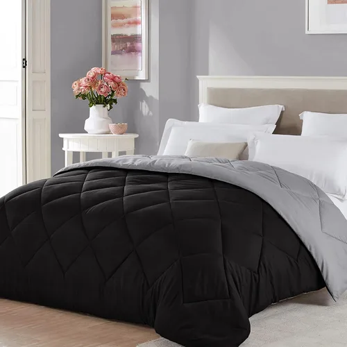 Seward Park Edredón Reversible Ligero para Niños Tamaño Full Queen Negro Gris Ropa de Cama Colcha Refrescante para Todas las Estaciones Manta de