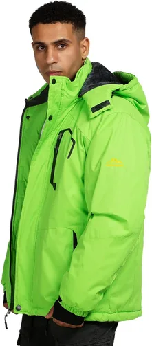 Miniatura 5 de CorBuyit Chaqueta de esquí con capucha para hombre, abrigo impermeable de nieve